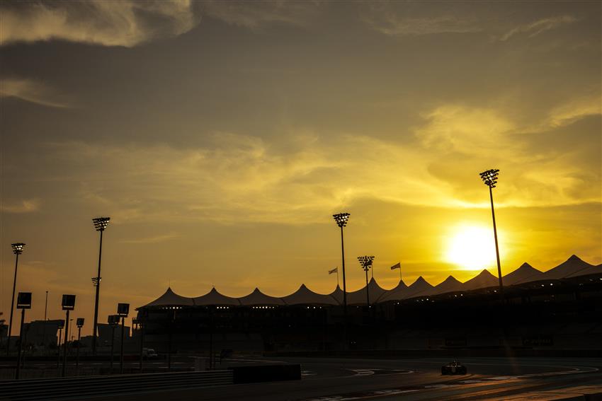 Yellow sunset over hospitality tents